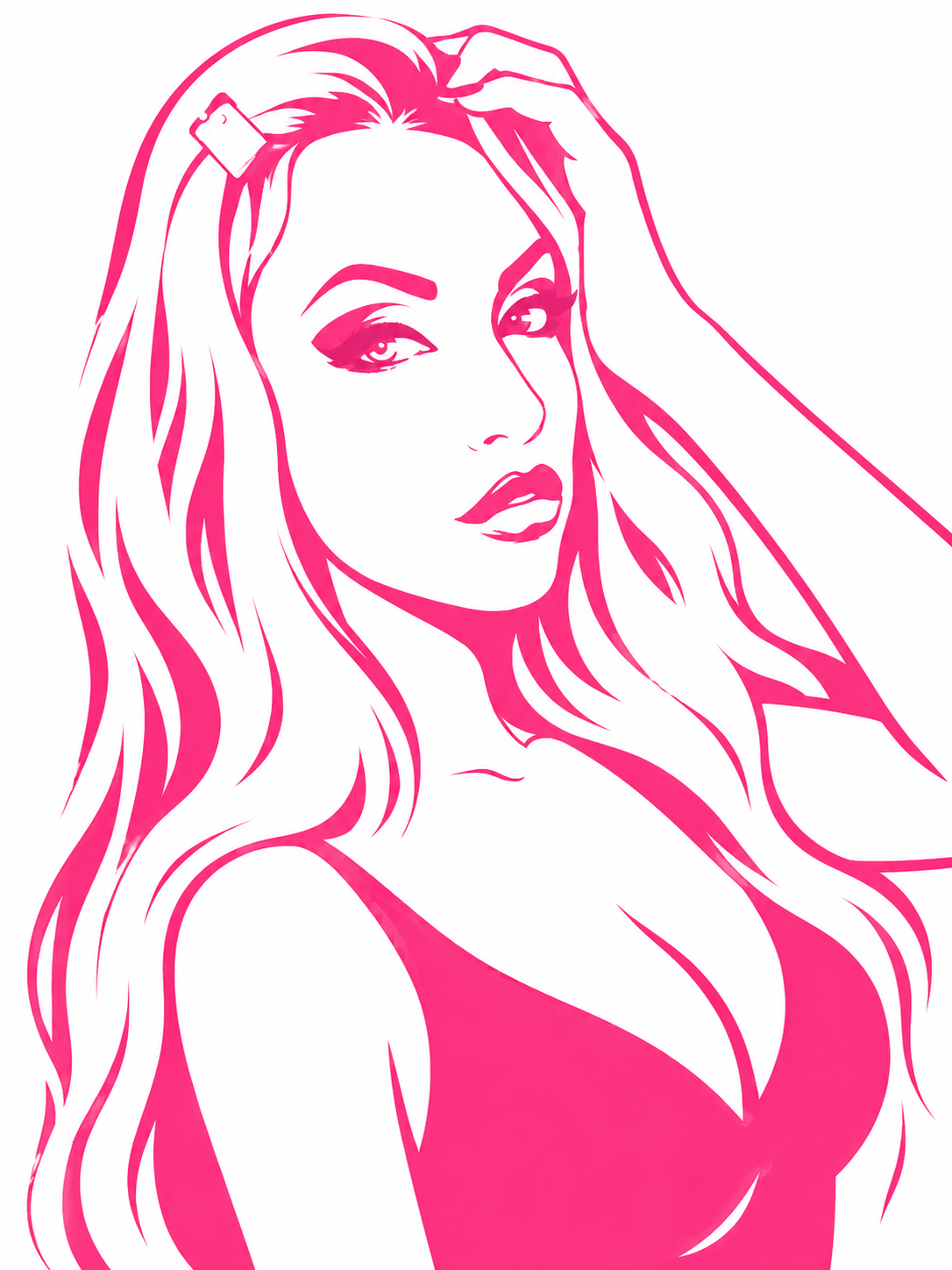 Illustrazione stilizzata rosa shocking di Miss Turbo